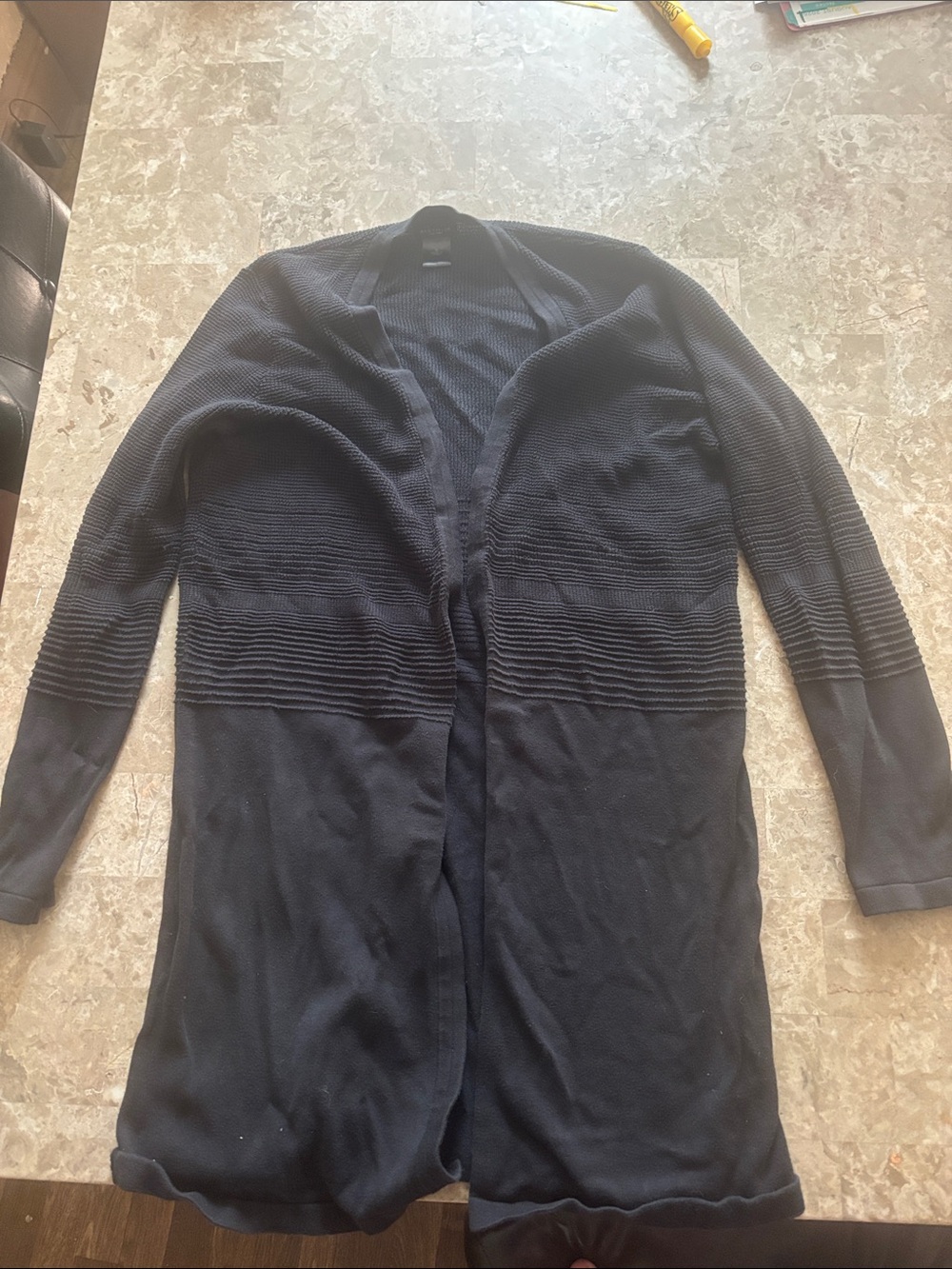 Ann Taylor black Open-Front Knit Cardigan Jacket